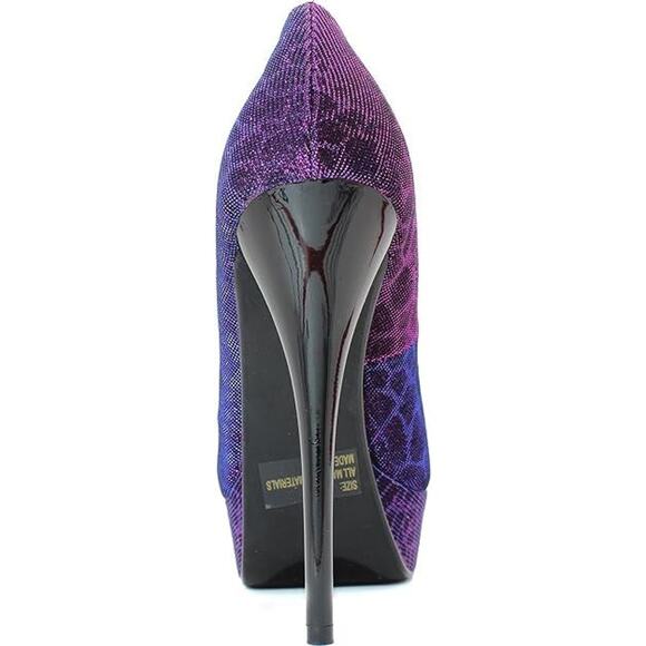 QUPID Women's Berry Fabric Leopard Lurex Fabric Stiletto Heel Pumps | Size 7.5 - Picture 5 of 6